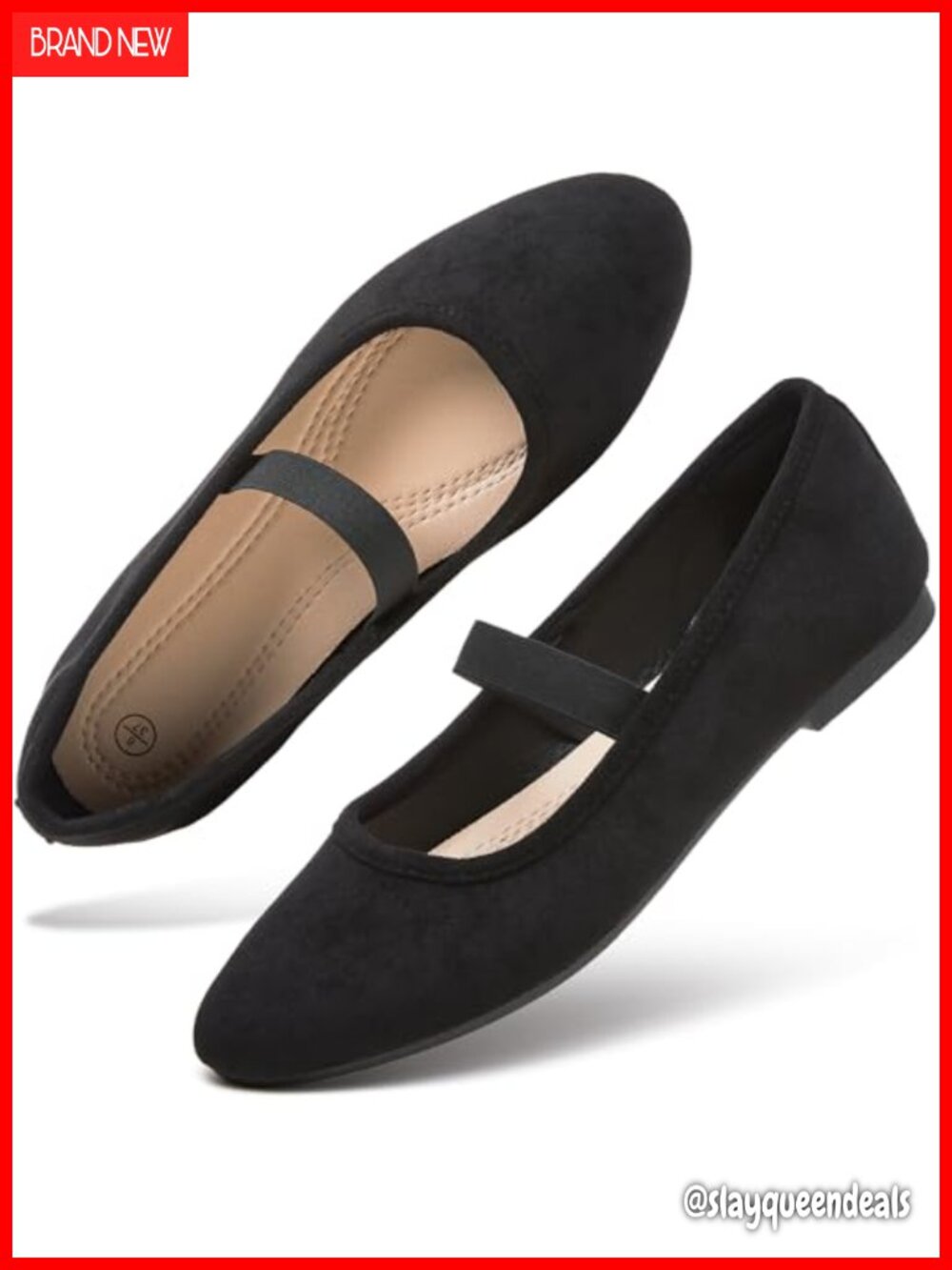 Women's Mary Janes Ballet Flats Faux Suede Dress Shoes